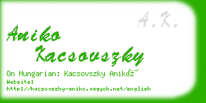 aniko kacsovszky business card